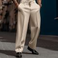 Men's Stand Pocket Elegant Wide Leg Pants Solid White Formal Party Trousers Plus Size 3xl Mens Fashion Triple Buttons Suit Pants.