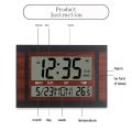 Digital Wall Clock LCD Large Number Time Temperature Calendar Alarm Table Desk Clock Modern Design Office Home Silver. 