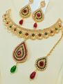New Jewellery Collection Golden Crystal Girls Jewellery Set With Tika Bunda Long Lasting Polish For Women Trendy Fashion001.
