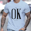 2024 New Men's T-Shirt Ok Text Tees Oversized Short-Sleeved Tops Quick-Drying Breathable Clothing Summer Shirt For Male T-shirts KEEMEEUYZO.