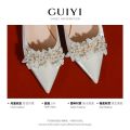 Flat Wedding Shoes Bridal Shoes Women's Hexiu Wedding Dress Two-Way Wear2023New Style White Low Heel Wedding Shoes Pregnant Women Can Wear. 