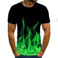flame men's T-shirt summer fashion short-sleeved 3D round neck tops smoke element shirt trendy men's T-shirt. 