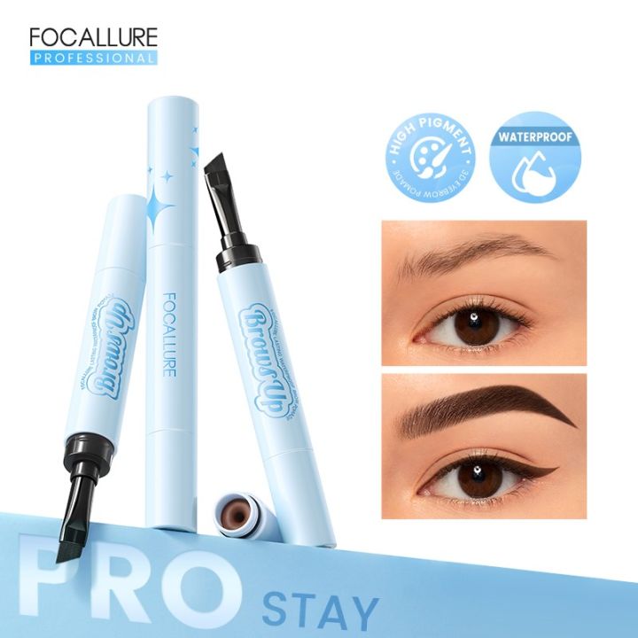 FOCALLURE 2 In 1 Eyebrow Cream Brush Pen Eyeliner Pencil Waterproof Long-lasting 3 Colors Eyebrow Gel Enhancers Makeup Cosmetics Shapewear