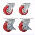 4 pcs Heavy Duty 50mm 2''  Rubber Wheel Swivel Castor Wheels Trolley Caster Brake Set of castor. 