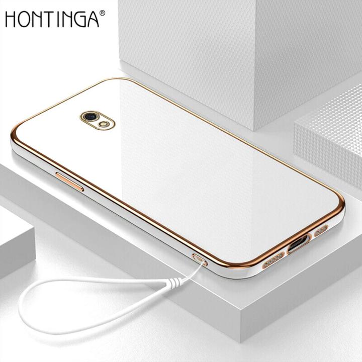 Hontinga for Xiaomi Redmi 8A Back Cover Free Lanyard Luxury 6D Plating  Frame Shiny Bling Case Soft Silicone Square Phone Cases
