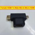 T SHAPED HDMI Female To Mini And Micro HDMI Male Adapter T-Shape Converter HDMI Adapter Plug 3 In 1 90 Degree Converter Connector.