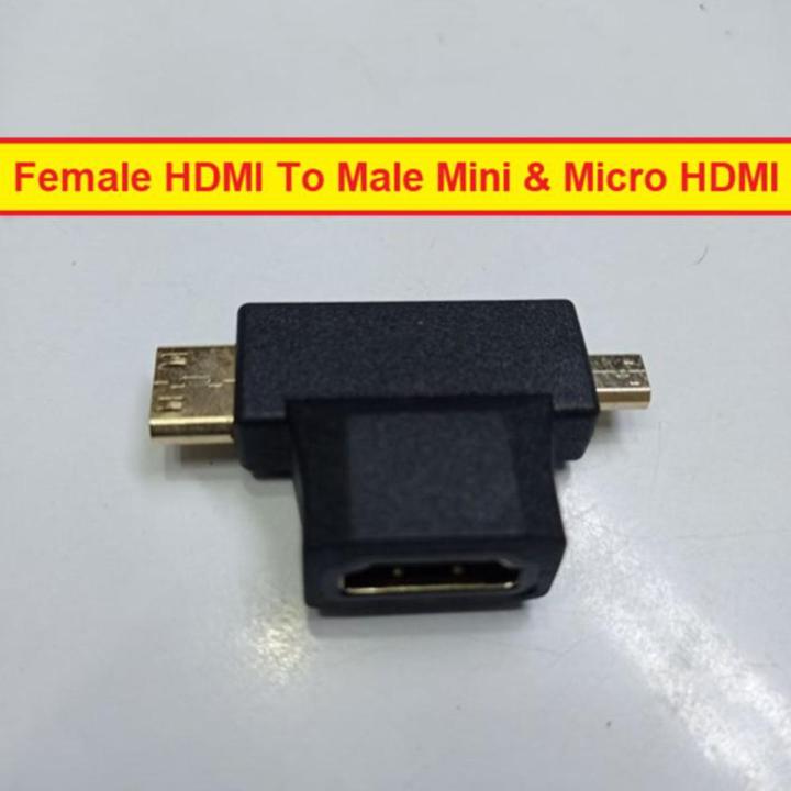 T SHAPED HDMI Female To Mini And Micro HDMI Male Adapter T-Shape Converter HDMI Adapter Plug 3 In 1 90 Degree Converter Connector