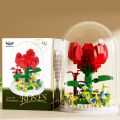 2024 DIY Decoration Home Flower Bouquet Building Set Red Rose Carnation Building Block Model ABS Decorative Assembled Toys. 
