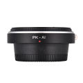 PK-AI Lens Mount Adapter Ring with Optical Glass for Pentax K Mount Lens to Fit for Nikon AI F Mount Camera Body Focus Infinity.