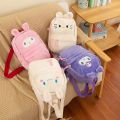 Sanrio Plush Backpack For Women Kawaii Hello Kitty Kuromi Mymelody Cinnamoroll Soft Schoolbag Cartoon Cute Girl Small Travel Bag. 