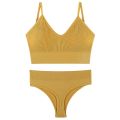 New Women Seamless Bra Set Thong Low Waist Panties Wire Free Bra Bralette Lingerie Brassiere Cotton Female Underwear Set.