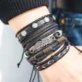 5 Pcs Multilayer Handmade Leather Bracelet For Men Women - Breslet For Women. 