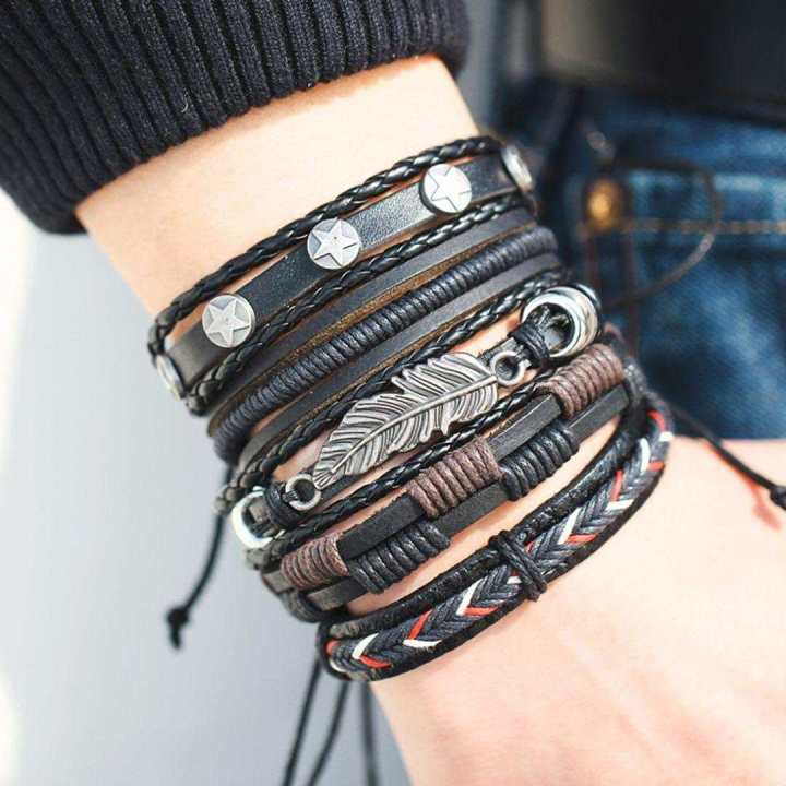 5%20Pcs%20Multilayer%20Handmade%20Leather%20Bracelet%20For%20Men%20Women%20-%20Breslet%20For%20Women%20-%20Image%203