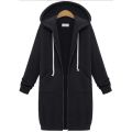 Autumn Winter Solid Color Thicken Hoodies Women Fashion Korean Style Zipper Long Sleeved Hooded Sweatshirt Office Ladies Tops.
