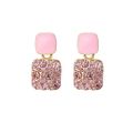 1 Pair Luxury Female Crystal Zircon Stone Earrings Fashion Diamonds Gemstones Square Rhinestone Earrings Bling Bling Geometric Drop Earring for Girls Women.