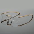 Man Rimless Reading Glasses Women Blue Light Blocking Read Glasses HD Lenses Presbyopic Eyewear Half Frame Presbyopia Eyeglasses. 