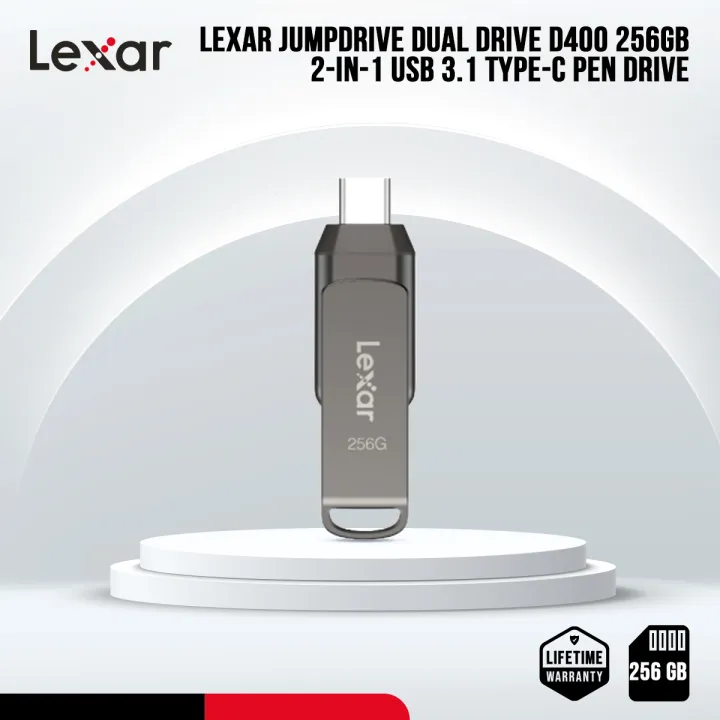 Lexar%20JumpDrive%20Dual%20Drive%20D400%20256GB%202-in-1%20USB%203.1%20Type-C%20Pen%20Drive%20with%20256-bit%20AES%20Encryption%20-%20PC/Android/Mac%20Compatible%20-%20Image%202