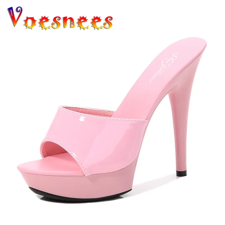 Slippers%20Women%20Summer%202021%20New%20Black%20High%20Heels%209cm%2013%20CM%2015cm%20Color%20Club%20High%20Platform%20Thin%20Heels%20Party%20Girl%20Show%20Sandals%20-%20Image%204