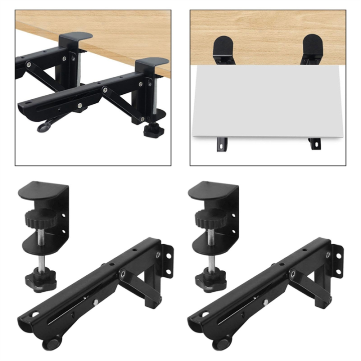 2Pcs%20Under%20Desk%20Keyboard%20Tray%20Foldable%20Brackets%20with%20Clamp%209x4.3cm%20-%20Image%204