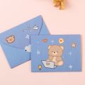 Blessing Thank Envelope Paper Postcard Bear Rabbit Cartoon Decoration Letter Paper Foldable 9 Styles Cartoon Greeting Card Valentine's Day Gifts. 