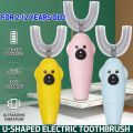 MVIA Cute 2-12 Years Old Baby Kids Soft Silicone Head Waterproof Ultra Sonic Electric U-shape Toothbrush Oral Care Teeth Cleaner Children Silicone Toothbrush.