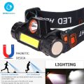 Portable Mini High Power Led Headlamp Built-In Battery T6+Cob Usb Rechargeable Headlight Waterproof Head Torch Head Lamp - Torch Light. 