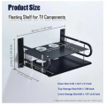 2-Layer Wall Mount WiFi Router Stand – Metal Shelf for TV Box & Remotes, Black.