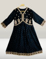 Stitched China Linen Fabric Embroidery Work Screen Print Long Gown Gol Jama for Women. 