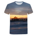 Fashion beach vacation casual style men women kids T shirts 3D printed ocean pattern breathable lightweight summer sports tops.