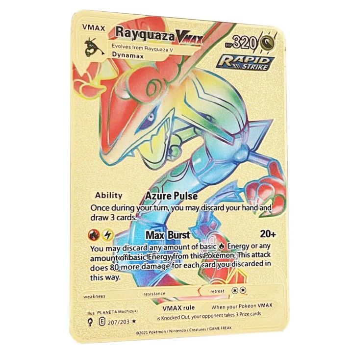 LejiaRainbow Rayquaza Golden Pokemon Cards in English Iron Kids Gift Game  Cards | Daraz.com.bd