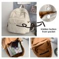 Casual Corduroy Small Backpacks Aesthetic Travel Mini Backpack Purse Double Shoulder Bags Women & Men. 