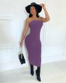 summer women's sexy sleeveless chest wrapped Long Beach Dress. 