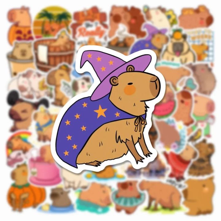 10/30/50PCS%20New%20DIY%20Capybara%20Animal%20Sticker%20Cartoon%20Creative%20Anime%20iPad%20Desk%20Luggage%20Guitar%20Car%20Decoration%20Waterproof%20Wholesale%20-%20Image%204