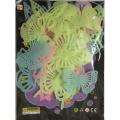 Fluorescent Night Glow Multicolour Butterfly With Glue - 30 pcs pack.