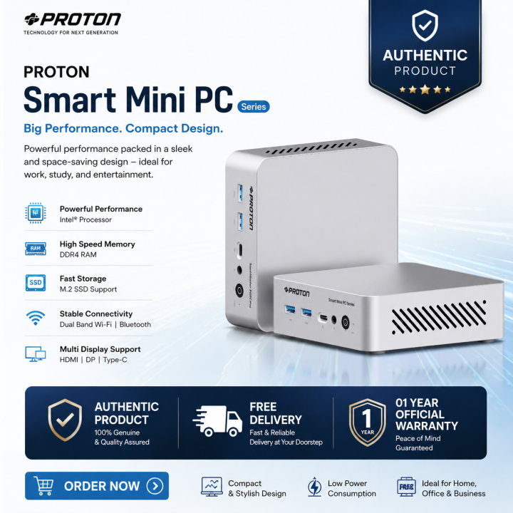 Proton Task Master 512H Pro Mini PC | Intel® Core™ i5-12600H | 8GB RAM | 256GB NVMe SSD Desktop | Windows 11 Pro | Free Delivery