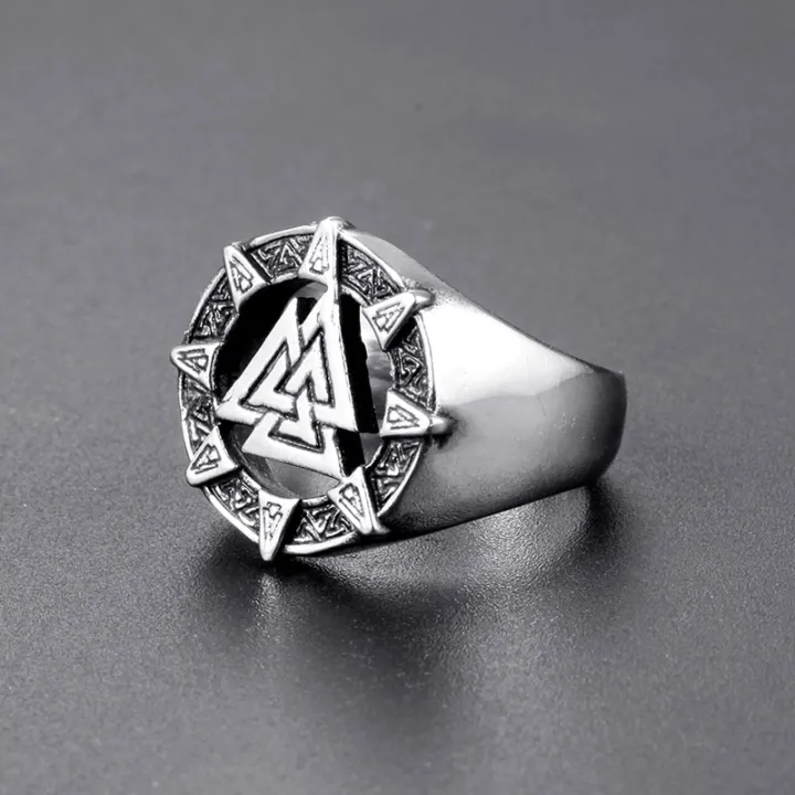 Norse%20Mythology%20Viking%20Triangle%20Logo%20Ring%20Titanium%20Steel%20Ring%20Badge%20Symbol%20Men's%20Ring%20-%20Image%206