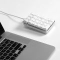 Mechanical Numeric Keypad Wired Gaming Keypad Crystal Case White Backlit 21 Keys Mini Numpad Portable. 