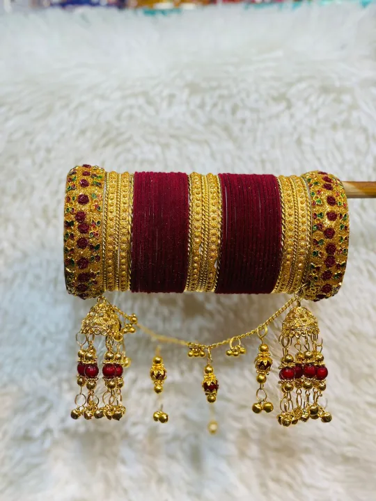 1%20Set%20New%20Indian%20Bridal%20Ajmeri%20Bangles/Churi%20Package%20For%20Girls-(1%20full%20set)%20-%20Image%202
