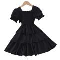 Girls Dress Summer Dress New Children's Foreign Style Bow Princess Dress European and American Style Girl Black Skirt Summer.
