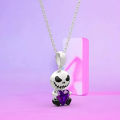 Fashion New Cartoon Devil Smile Heart Necklace Gothic Style Blue Crystal Heart Alloy Necklace.