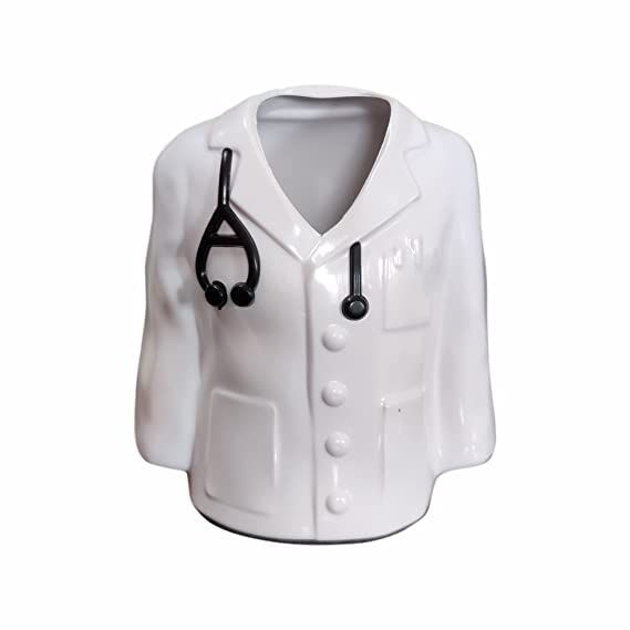 Doctor Coat Pen Pencil Holder Stand For Desk And Offices Tables (Plastic), Stationery, White