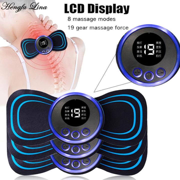 EMS Mini Neck Pulse Massager Electric LCD Display Stretcher EMS Mini Massager 3 pad