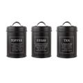 Metal Kitchen Canister Set Coffee Tea Sugar Tins Containers Food Storage Jars Bottles 1200ml Capacity. 