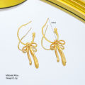 Enacolor New Simple Chic Creative Fashion Gold Metal Bow Fringe Earrings Elegant Female Jewelry.