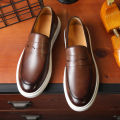 Men's Casual Shoes Embossed Leather Men Fashion British Style Penny Loafers Mens Slip-on Thick Sole Outdoor Flats BunnyGarden.