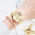 【Exclusive Offer】Fopul Mall Women's Fashion Leather Band Quartz Set Numbers Dial Bracelet Watches Clock Relogio Mujer. 