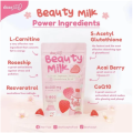 Beauty Milk Premium Japanese Strawberry Glutathione & Collagen Drink 180 GM (18GM*10 Sachet) Glutathione, Swiss Collagen,  Citocolin, Astaxanthin, Strawberry, Asecola Cherry, Furnblock, Malberry, Rosehip, L-Carnitine, Whitening, Brightening, Skin Glowing. 