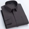 High Quality Cotton Men Dress Shirts Long Sleeve Middle-aged Luxury Plain Color Business Casual Social Male Shirt Regular Fit. 