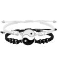Handmade Designer Yin Yang Tai Chi Bracelet and Necklace Set Adjustable Matching Jewelry for Best Friends and Couples. 