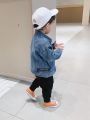 Boys girls kids winter non stretch denim jacket. 